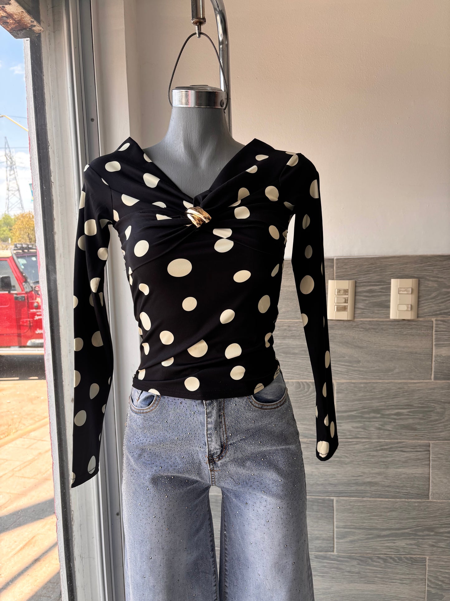 Blusa Polka manga larga