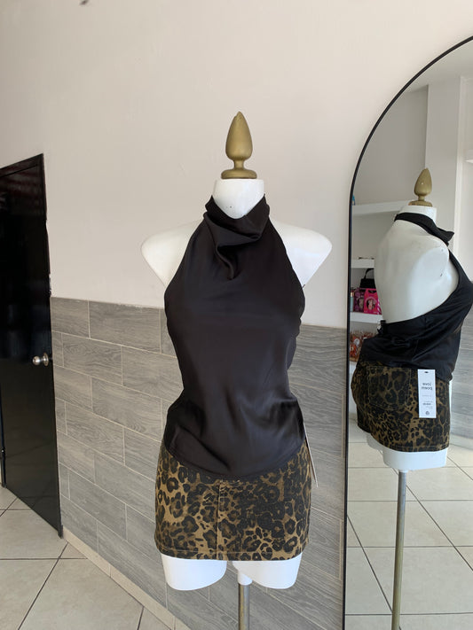 Falda leopardo oliva
