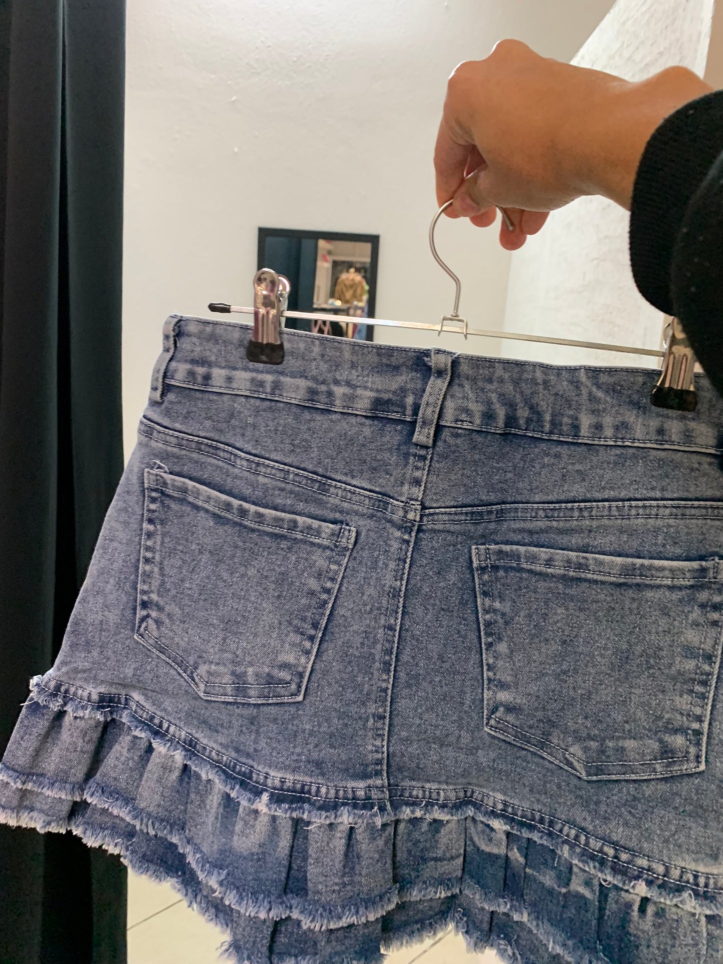 Falda denim ruffle