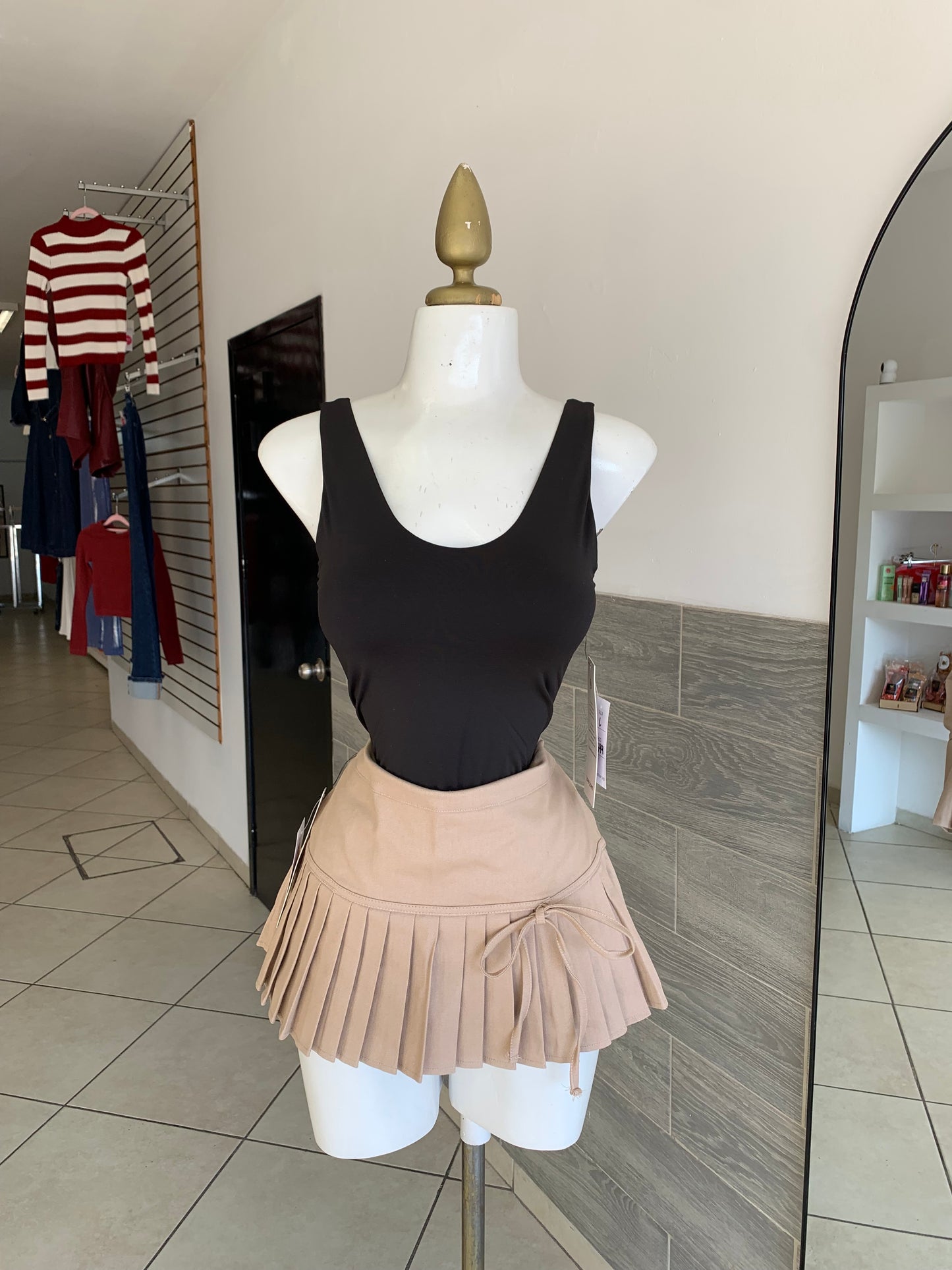 Falda beige bows